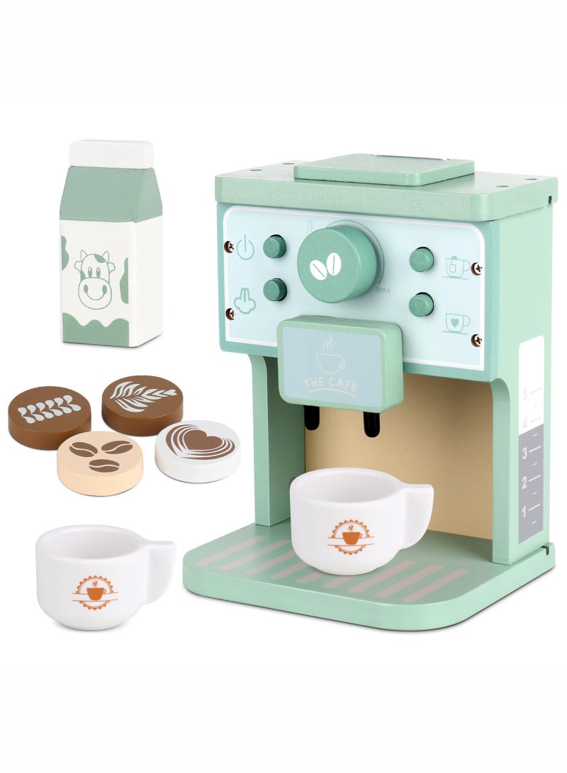 Reobrix Children's Wooden Coffee Machine, Play Kitchen Accessories, Children's Kitchen Coffee Service Playset, Educational Wooden Toy, Kitchen Accessories, Role Play Gifts for Toddlers, Boys, Girls - Image 1