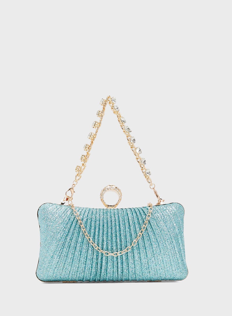 Khizana Gold Accent Metallic Jewel Embellished Clutch - Image 1