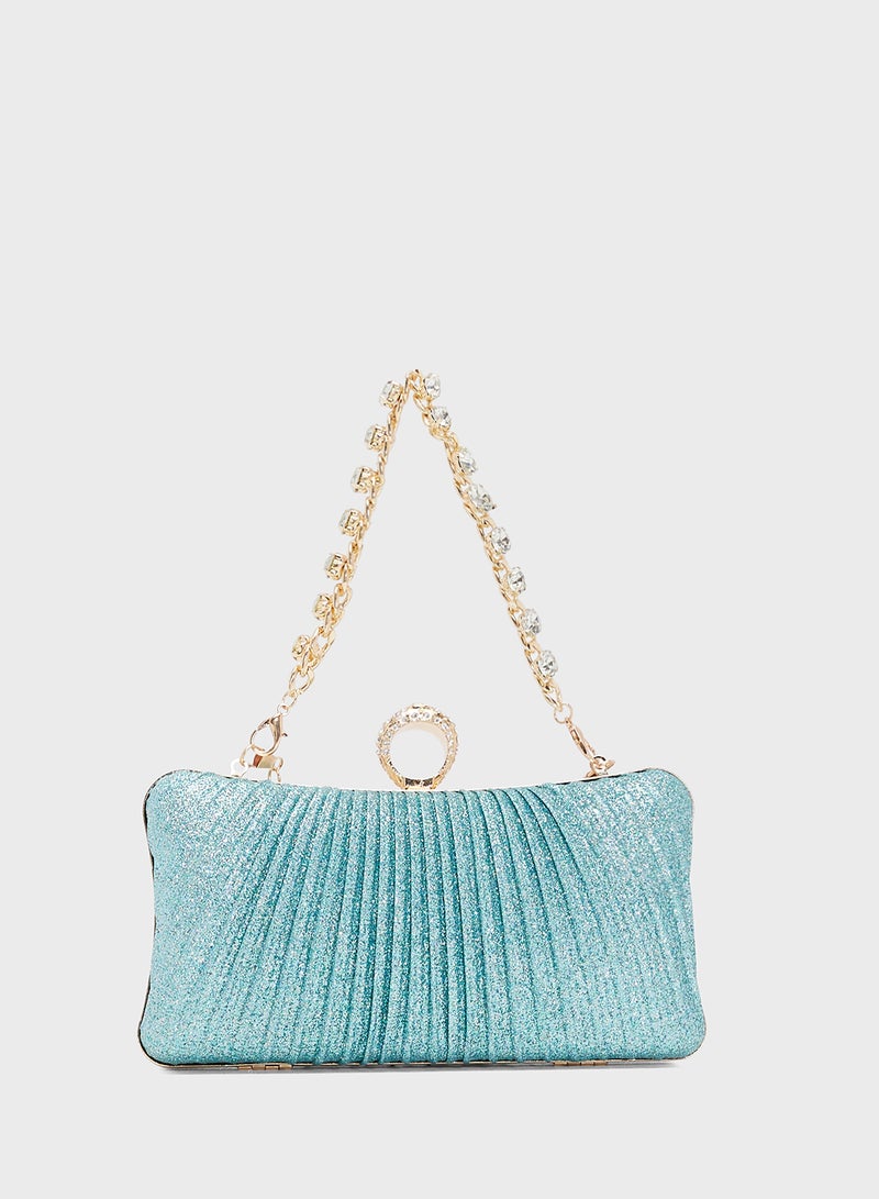 Khizana Gold Accent Metallic Jewel Embellished Clutch - Image 2