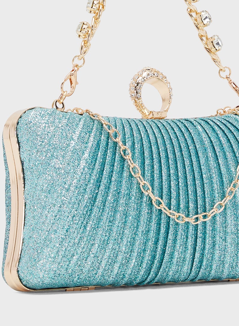 Khizana Gold Accent Metallic Jewel Embellished Clutch - Image 4