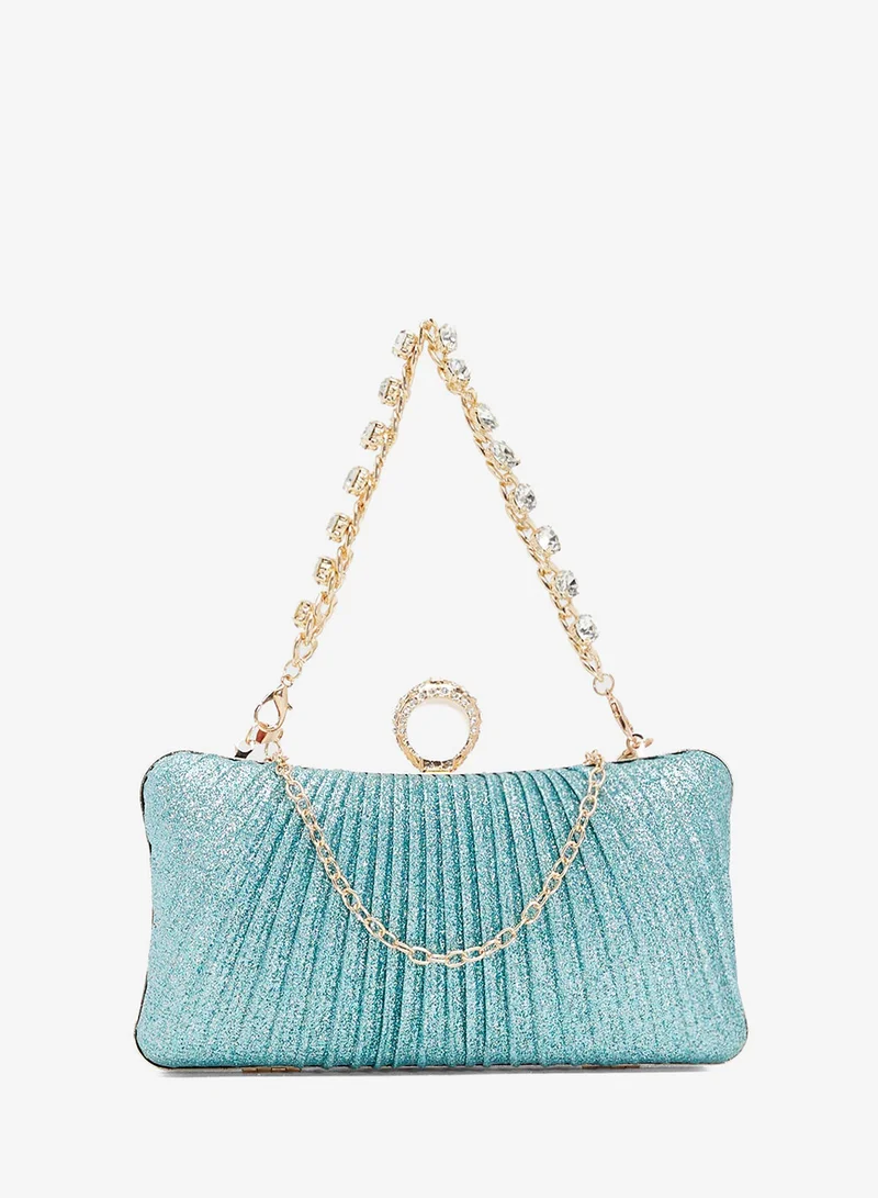 Khizana Gold Accent Metallic Jewel Embellished Clutch