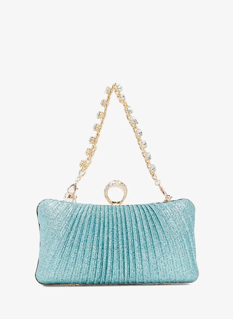 Khizana Gold Accent Metallic Jewel Embellished Clutch