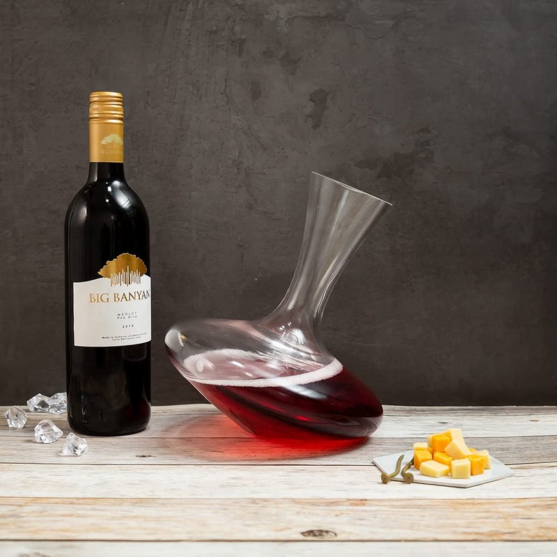 EZ Life EZ Life Self Swirling LeadFree Crystal Glass Decanter Wine Decanter Glassware Wine Pourer Wine Accessories Wine Bottle Jug Perfect use for Bar Restaurants Transparent 1600 ml Pack of 1  - Image 3