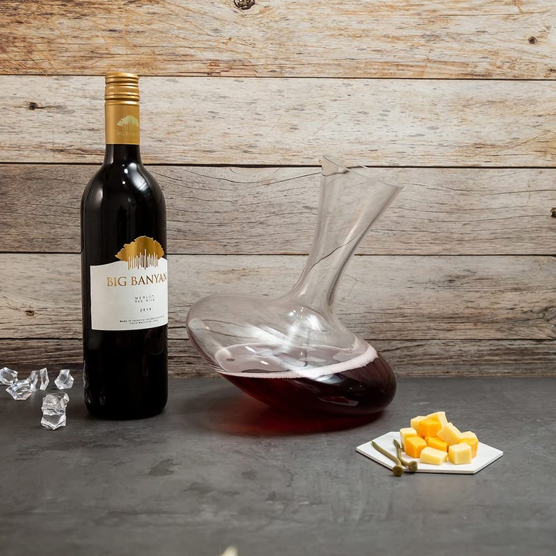 EZ Life EZ Life Self Swirling LeadFree Crystal Glass Decanter Wine Decanter Glassware Wine Pourer Wine Accessories Wine Bottle Jug Perfect use for Bar Restaurants Transparent 1600 ml Pack of 1  - Image 4