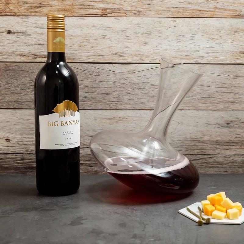 EZ Life EZ Life Self Swirling LeadFree Crystal Glass Decanter Wine Decanter Glassware Wine Pourer Wine Accessories Wine Bottle Jug Perfect use for Bar Restaurants Transparent 1600 ml Pack of 1  - Image 2