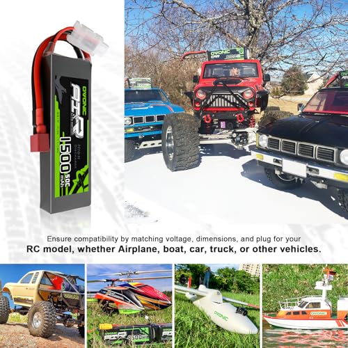 OVONIC بطارية ليثيوم بوليمر OVONIC 2S 50C سعة 1500mAh 7.4V مع غلاف ناعم وموصل Dean-Style لطائرة فوم صغيرة ومروحية صغيرة وطائرة RC 55mm EDF RX TX وسيارات RC بمقياس 1/12 1/14 1/16 1/18 (عبوتين) - Image 5