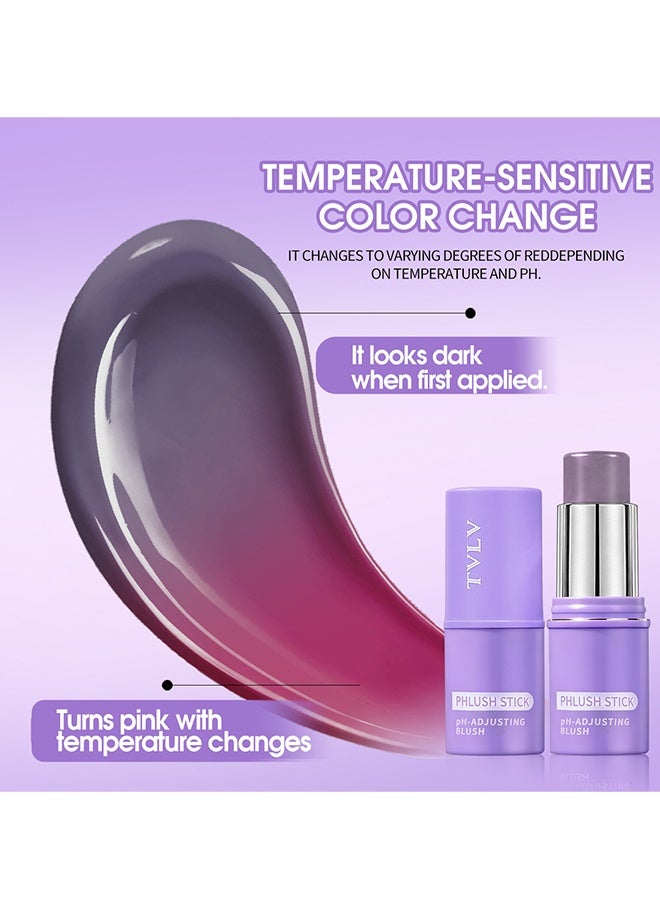 TVLV Phlush Stick，Cream Blush Stick pH-Activated,  pH Blush Multi-Use Stick, Hydrating Tinted Cream Blush Stick for Eyes, Lips and Cheeks - Image 5