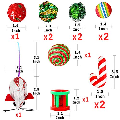 Highland Farms Select Christmas Stocking Cat Gifts Set - Cat Toy Filled - Kitty Festive Stocking Variety Pack Toy - 12 Packs - Image 2