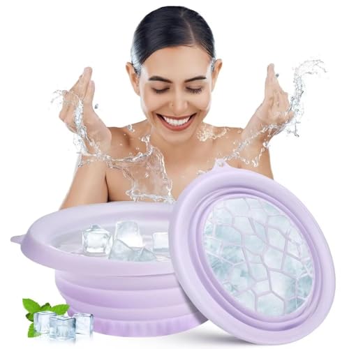 AMIRATE Facial Cold Plunge Bowl kit- Face Bowl for Ice, Portable Foldable Silicone Ice Facial 𝖡owl for Puffiness, Skin Relief & Beauty Care, Includes Reusable Cubes (PINK) - Image 1