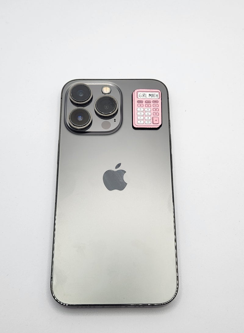 Acnor Cute Girl Math Calculator Sticker – Pink 3D Metal Phone Sticker, Aesthetic Laptop & Car Decoration, Self Adhesive Funny Calculator Design - Image 3