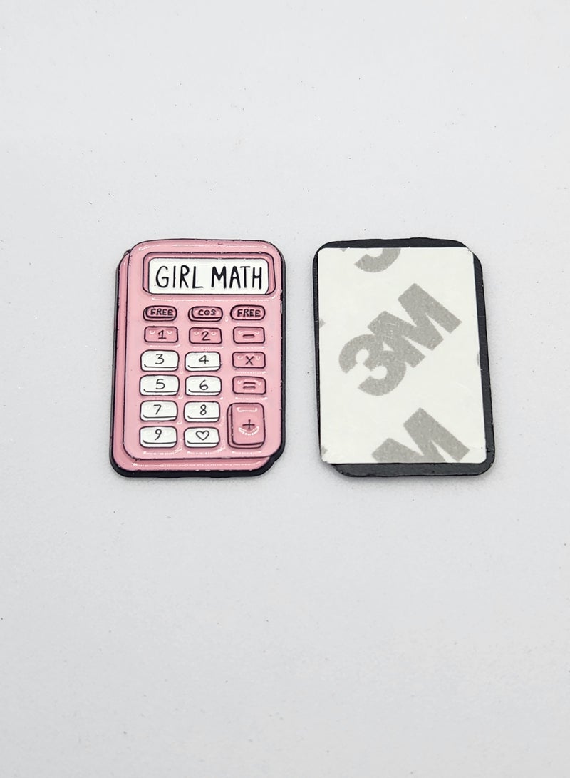 Acnor Cute Girl Math Calculator Sticker – Pink 3D Metal Phone Sticker, Aesthetic Laptop & Car Decoration, Self Adhesive Funny Calculator Design - Image 2