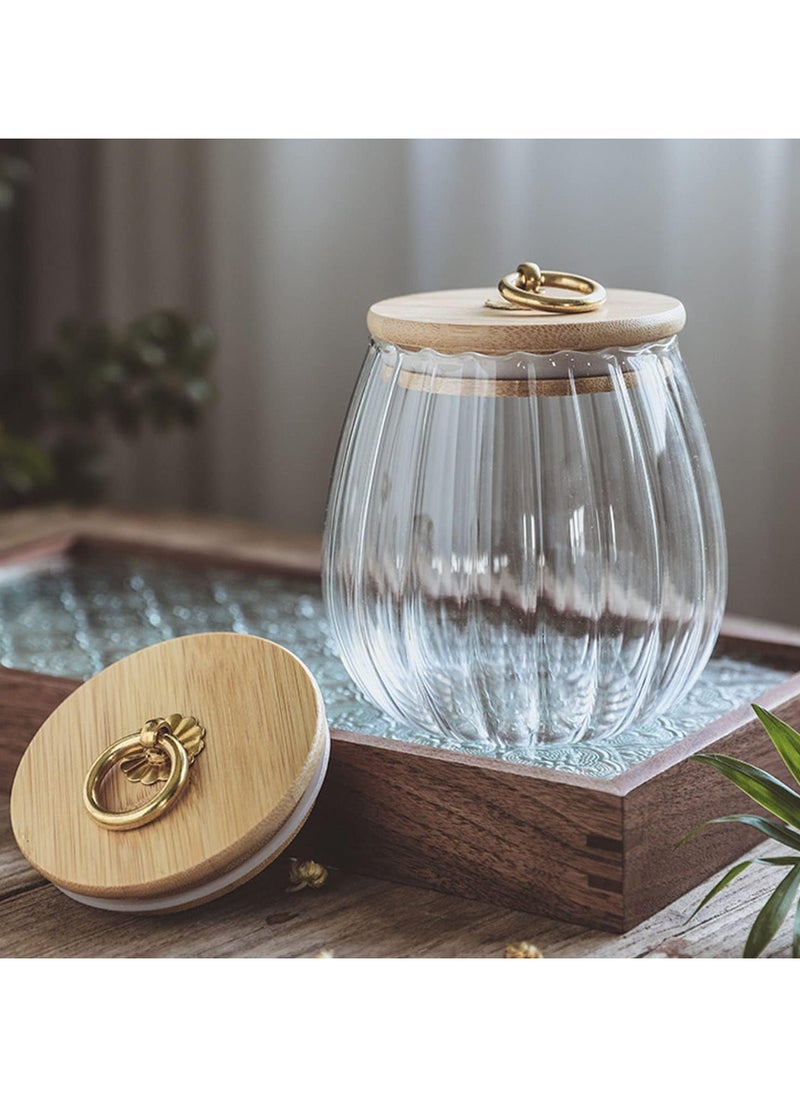 AUTOYSUR Glass Storage Jars with Airtight Lids, Decorative Coffee Bar Container with Airtight Bamboo Lid Metal Ring Canisters Sets for Home Kitchen Storing Candy, Cookie, Nuts, Oatmeal (Oval, 3pcs)  - Image 2