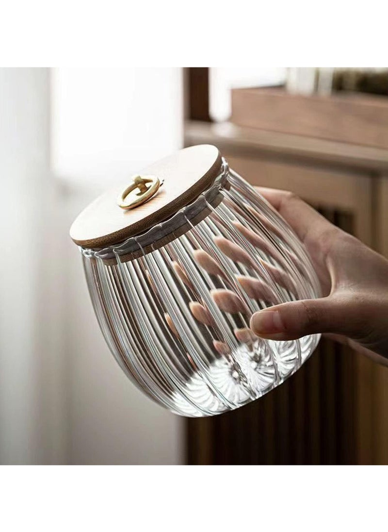 AUTOYSUR Glass Storage Jars with Airtight Lids, Decorative Coffee Bar Container with Airtight Bamboo Lid Metal Ring Canisters Sets for Home Kitchen Storing Candy, Cookie, Nuts, Oatmeal (Oval, 3pcs)  - Image 3