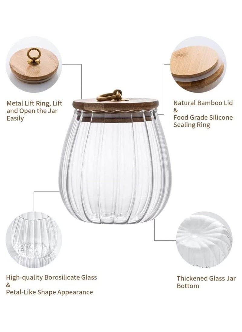 AUTOYSUR Glass Storage Jars with Airtight Lids, Decorative Coffee Bar Container with Airtight Bamboo Lid Metal Ring Canisters Sets for Home Kitchen Storing Candy, Cookie, Nuts, Oatmeal (Oval, 3pcs)  - Image 4