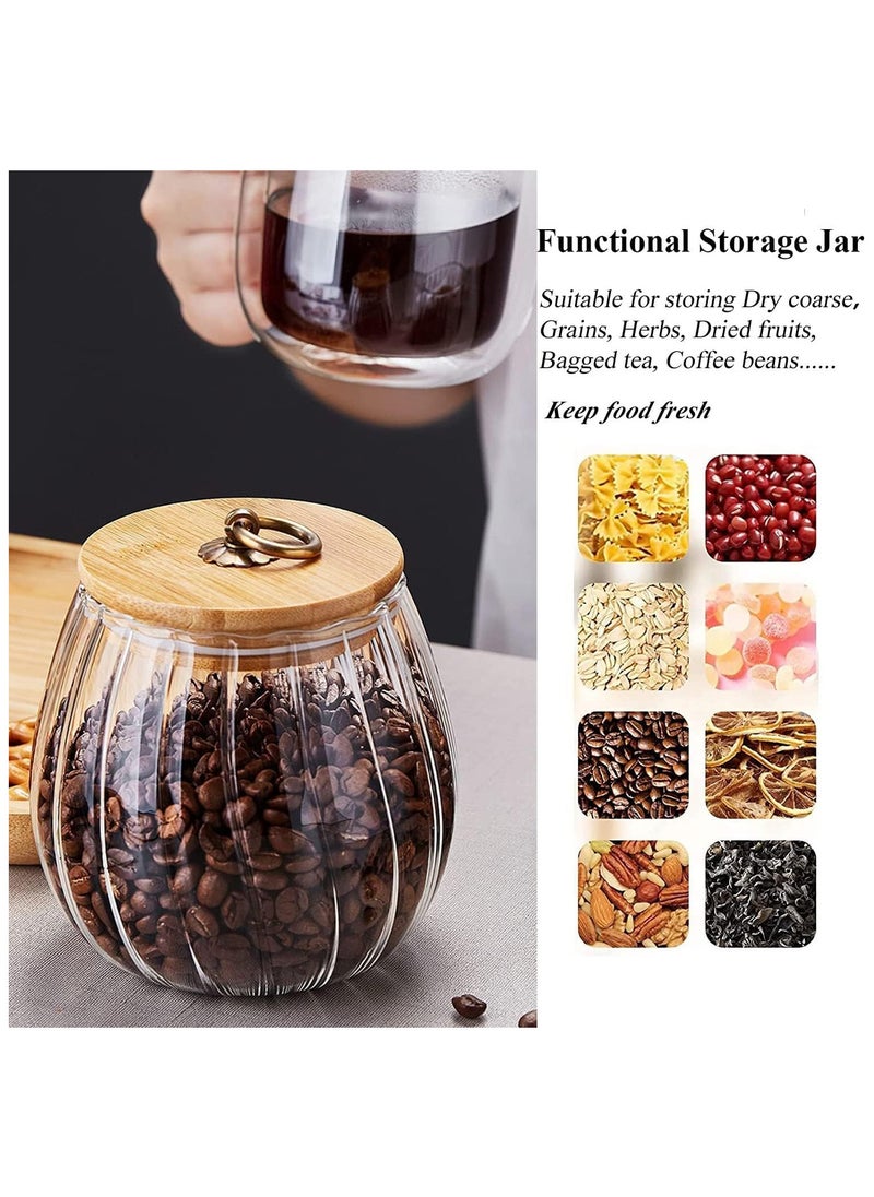 AUTOYSUR Glass Storage Jars with Airtight Lids, Decorative Coffee Bar Container with Airtight Bamboo Lid Metal Ring Canisters Sets for Home Kitchen Storing Candy, Cookie, Nuts, Oatmeal (Oval, 3pcs)  - Image 5