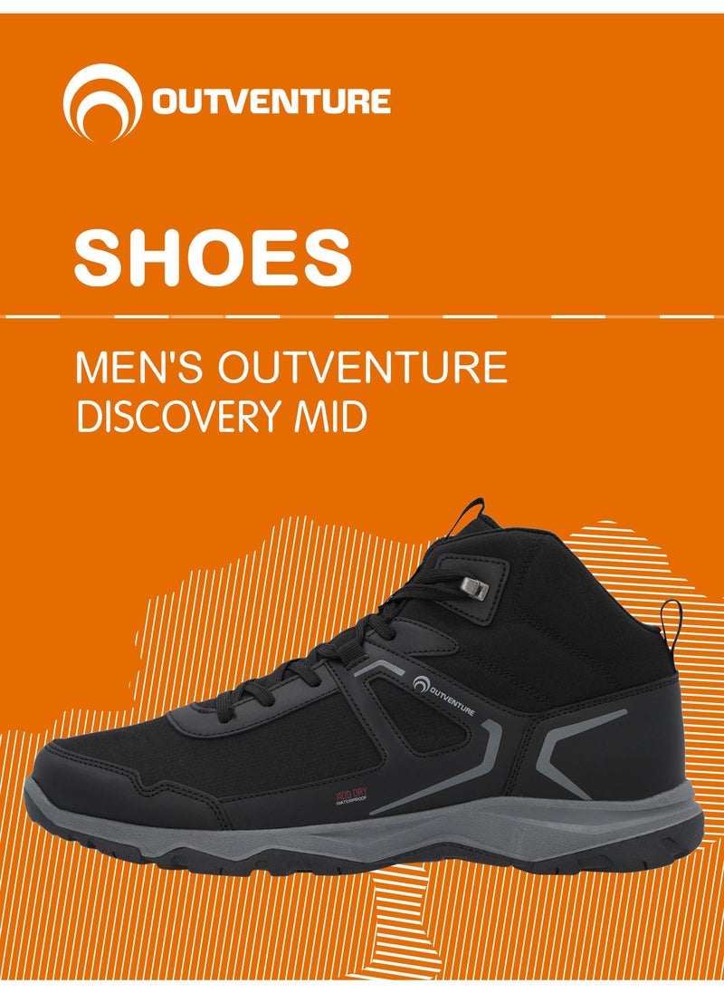 Outventure Men's Waterproof Hiking Boots - Discovery Mid Black Durable Outdoor Footwear for Trekking & Short Hikes  - Image 2