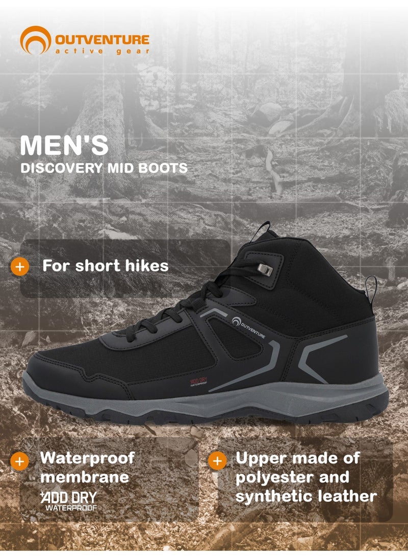 Outventure Men's Waterproof Hiking Boots - Discovery Mid Black Durable Outdoor Footwear for Trekking & Short Hikes - Image 2
