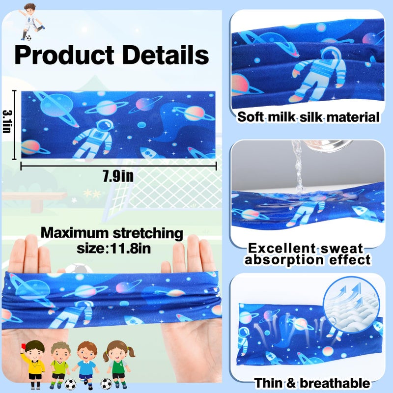 MADHOLLY Sweatbands for Kids - Non Slip Breathable Kids Athletic Sweatband Football Headband for Boys Girls 4 5 6 7 8 9 10 Years Gifts, Milk Silk Elastic Sweat Absorbing Hairband, Cartoon - Image 4