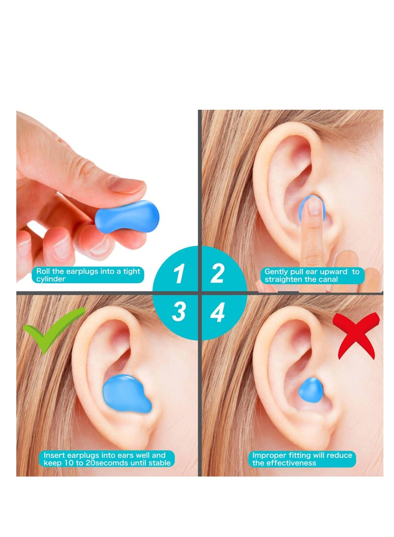 Ear Plugs for Sleep and Swimming 8 Pairs Of Reusable Silicone Molded Noise Canceling Ear Plugs