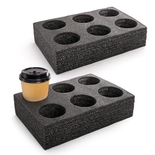 ZOOFOX 2 Pack Drink Carrier for Delivery 6 Cup Reusable Foam Coffee Tray for Hot and Cold Drinks to Go Drink Holder for Beverages Delivery Take Out Outdoors - Image 1
