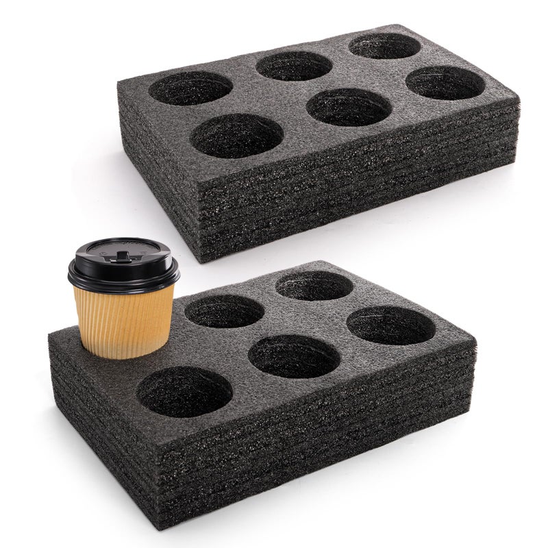 ZOOFOX 2 Pack Drink Carrier for Delivery 6 Cup Reusable Foam Coffee Tray for Hot and Cold Drinks to Go Drink Holder for Beverages Delivery Take Out Outdoors - Image 2