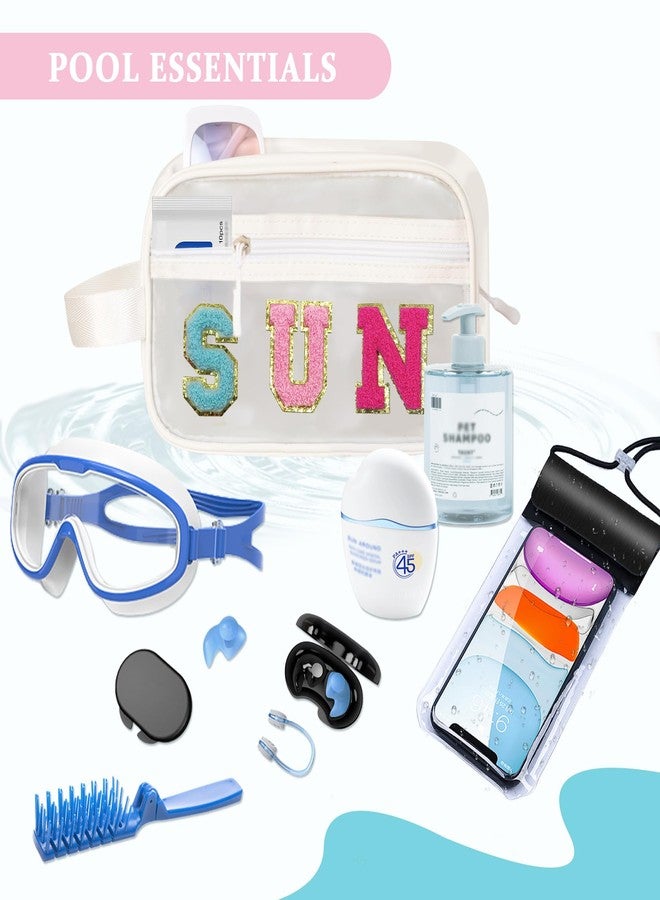 COSHAYSOO Clear SUN Makeup Bag Sunscreen SPF Pouch Beach Pool Lake Spa Travel Cosmetic Toiletry Stuff Organizer for Women Teenage Girls Mothers Day Nurse Appreciation Graduation Preppy Gifts - Image 4