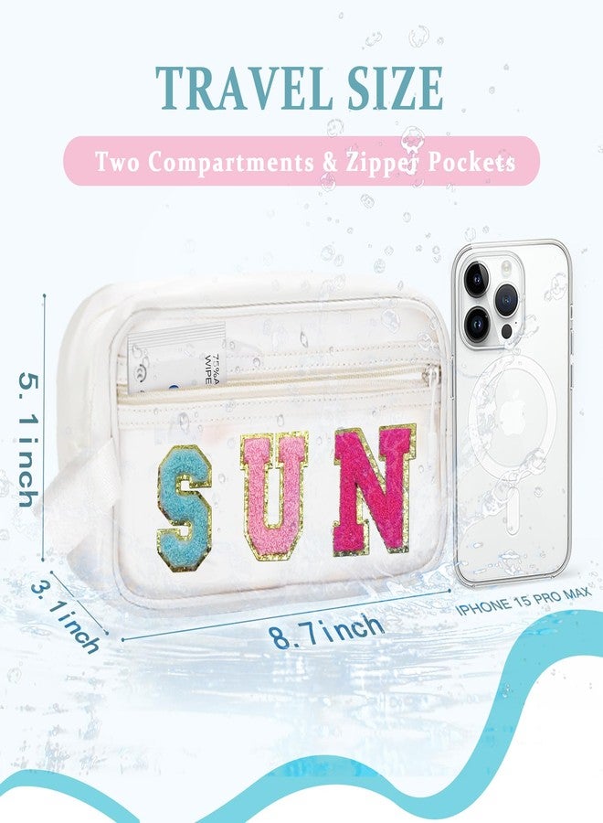 COSHAYSOO Clear SUN Makeup Bag Sunscreen SPF Pouch Beach Pool Lake Spa Travel Cosmetic Toiletry Stuff Organizer for Women Teenage Girls Mothers Day Nurse Appreciation Graduation Preppy Gifts - Image 2