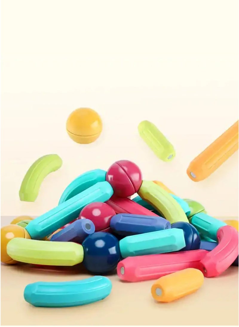 ماجنيتك مجموعة مكعبات بناء تعليمية 42/100 قطعة مع كرات وقضبان لتطوير مهارات الأطفال (من 3 سنوات فما فوق) - Image 1