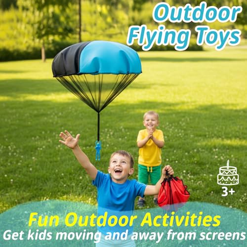 Yeeeasy TangleFree Parachute Toys for Kids 4 Pack Outdoor Flying Game STEM Science Gift for Boys Girls Age 312 RipStop Nylon Hand Throw Army Men Action Figures Easter Basket Stuffers - Image 5