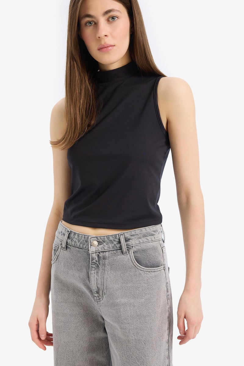 DeFacto Woman Slim Fit Half Turtleneck Tank Top  - Image 4