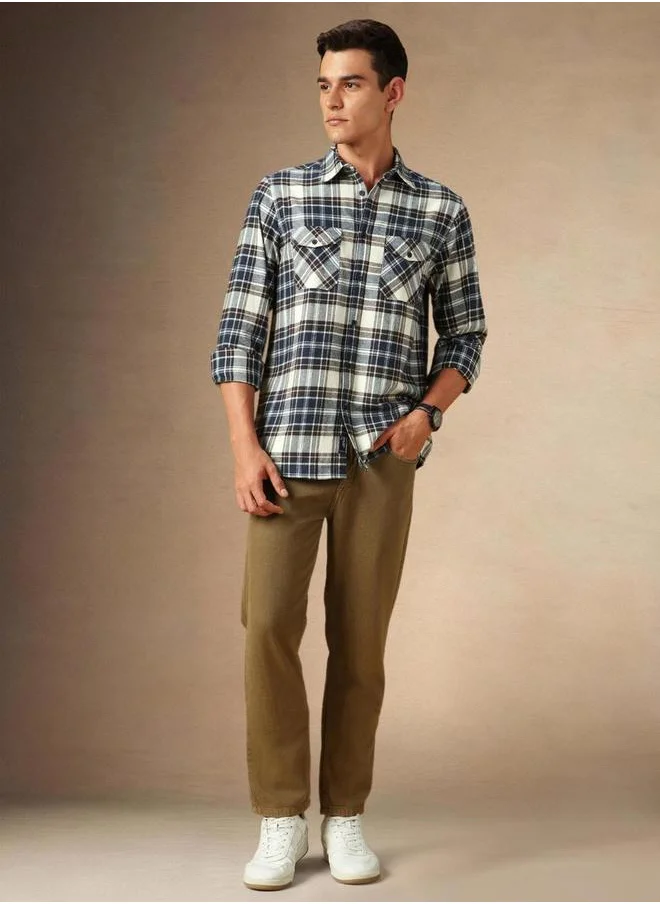 دينيس لينغو Plaid Flannel Long Sleeves Shirt by Styli