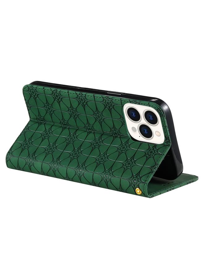 زبون جراب لهاتف iPhone 13 Pro بنقش زهور محظوظة، جراب جلدي مغناطيسي أفقي قابل للطي مع حامل وفتحات للبطاقات - Image 5