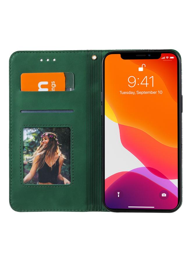 زبون جراب لهاتف iPhone 13 Pro بنقش زهور محظوظة، جراب جلدي مغناطيسي أفقي قابل للطي مع حامل وفتحات للبطاقات - Image 4