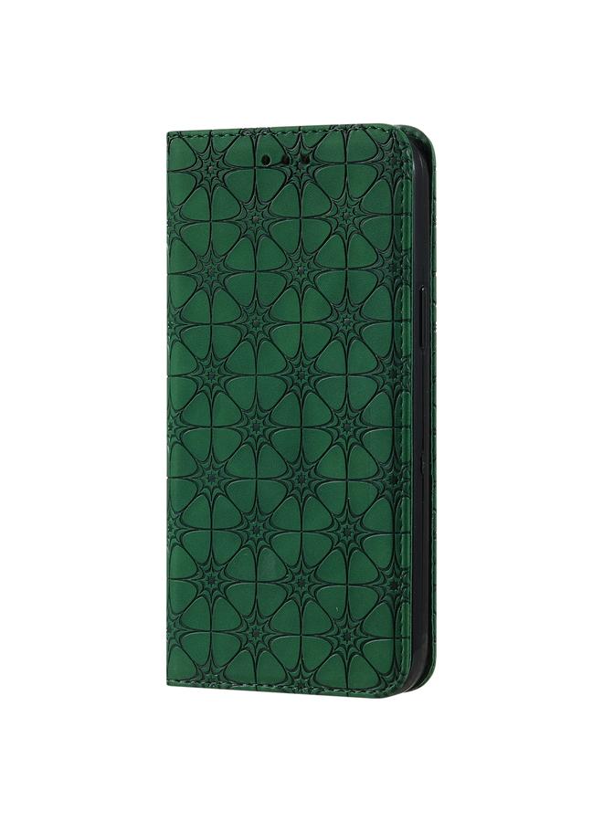 زبون جراب لهاتف iPhone 13 Pro بنقش زهور محظوظة، جراب جلدي مغناطيسي أفقي قابل للطي مع حامل وفتحات للبطاقات - Image 2