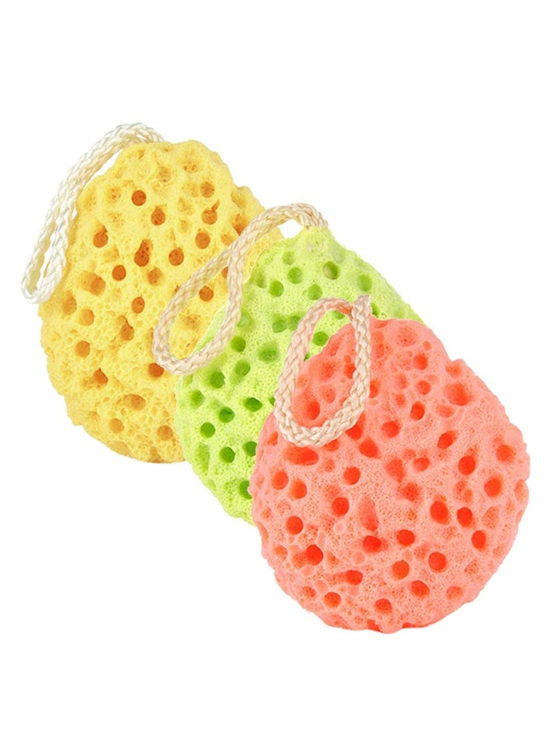 Natural Bath Sponges, 3 Pack Loofah Shower Sponge Body Scrubber Exfoliating Cleaning Body Sponge for Men Women Kids - Image 1