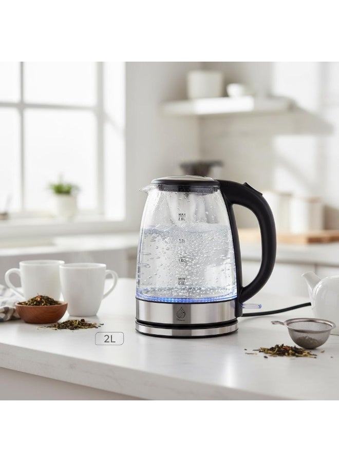 Winmax Electric Kettle 2L – 1500W Fast Boiling – Transparent Glass – 360° Base – Safe Operation - Image 2