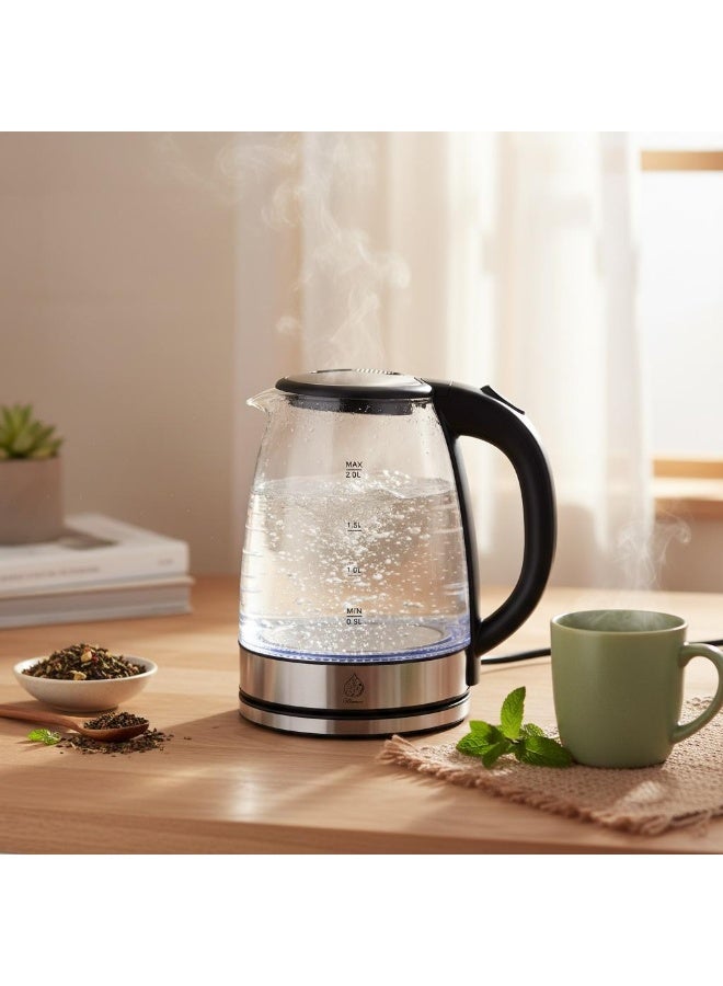 Winmax Electric Kettle 2L – 1500W Fast Boiling – Transparent Glass – 360° Base – Safe Operation - Image 3