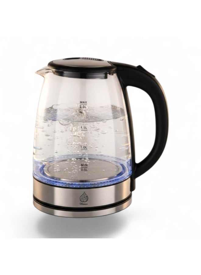 Winmax Electric Kettle 2L – 1500W Fast Boiling – Transparent Glass – 360° Base – Safe Operation - Image 1