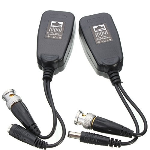 exgoofit 10 Pairs HD-CVI/TVI/AHD Passive Video Balun with Power Connector and RJ45 CAT5 Data Transmitter BNC Twisted Pair - Image 5