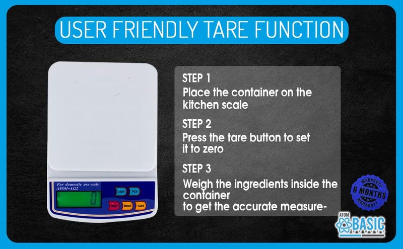 ATOM ATOM A122 Electronic Kitchen Digital Weighing Scale  - Image 4