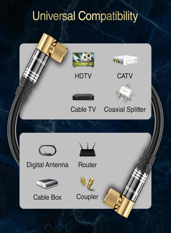 BlueRigger RG6 Coaxial Cable (25FT, 90° Angled to 90° Angled Connector Pin, Gold Plated, Triple Shielded) - Digital Audio Video Coax Cable Cord for HDTV, CATV, Modem, Satellite Receivers - Image 4