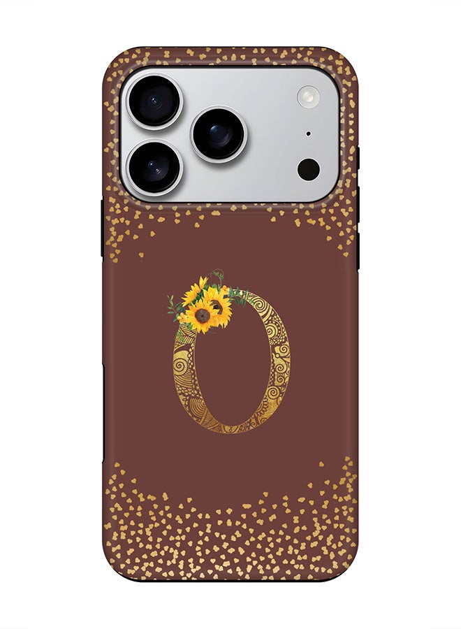 Stylizedd Tough Pro Magnetic Case for iPhone 17 Pro, Dual Layer hybrid PC + TPU Mobile Cover Matte - Custom Floral Monogram - O  (Brown )