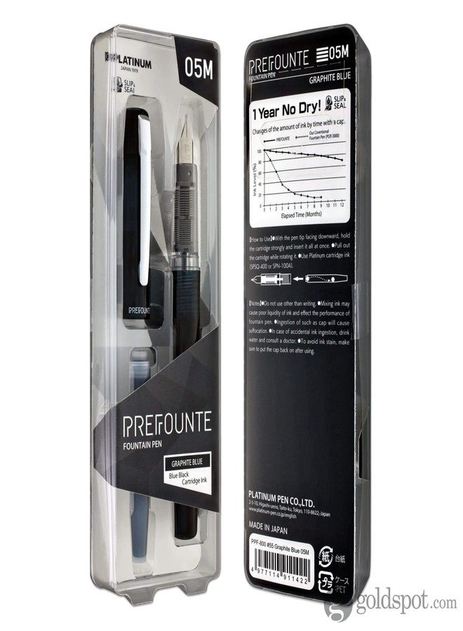 PLATINUM, Fountain Pen - PREFOUNTE (Graphite Blue, Medium). - Image 3
