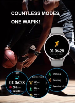 WAPIK Korean Brand Smart Watch Y5, Business Smartwatch, Waterproof Fitness Watch, Bluetooth Calling, Compatible with Android and iOS, Smartwatch For Men, Zinc Alloy Vacuum Plating, Heart Rate Monitoring, Silver.  - Image 4