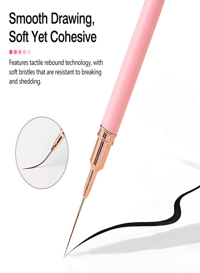 Kootinn 5 Pcs Pink Nail Art Liner Brushes - (Fine Drawing Sizes 4/8/12/20/25mm) Painting Brush Set for Precision Nail Art Designs - Image 2