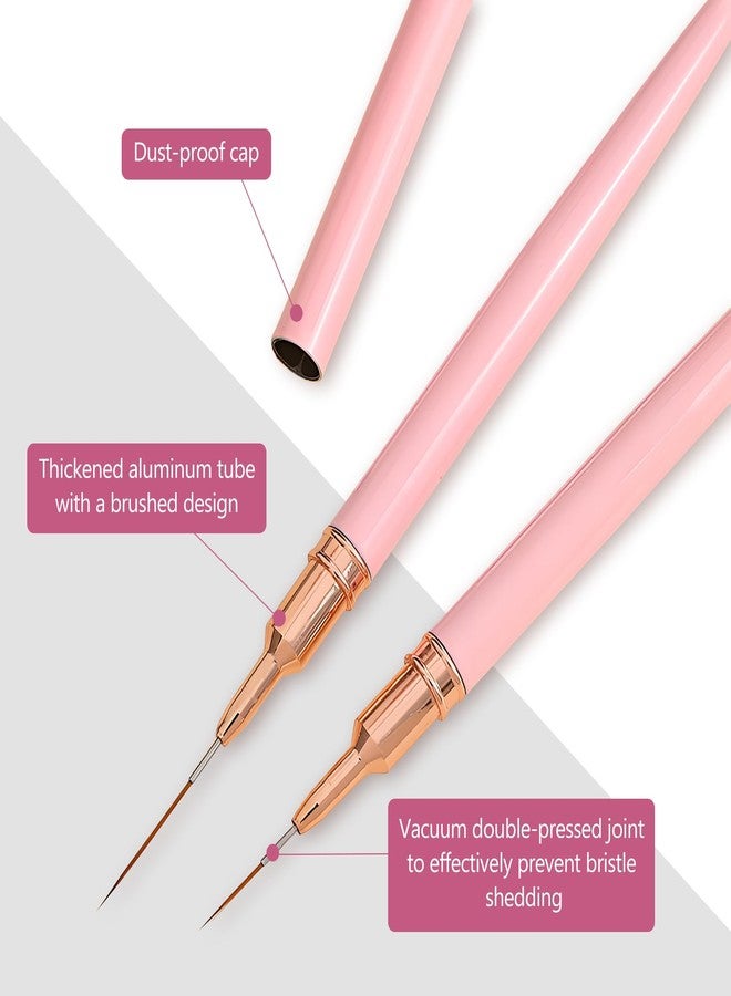 Kootinn 5 Pcs Pink Nail Art Liner Brushes - (Fine Drawing Sizes 4/8/12/20/25mm) Painting Brush Set for Precision Nail Art Designs - Image 4
