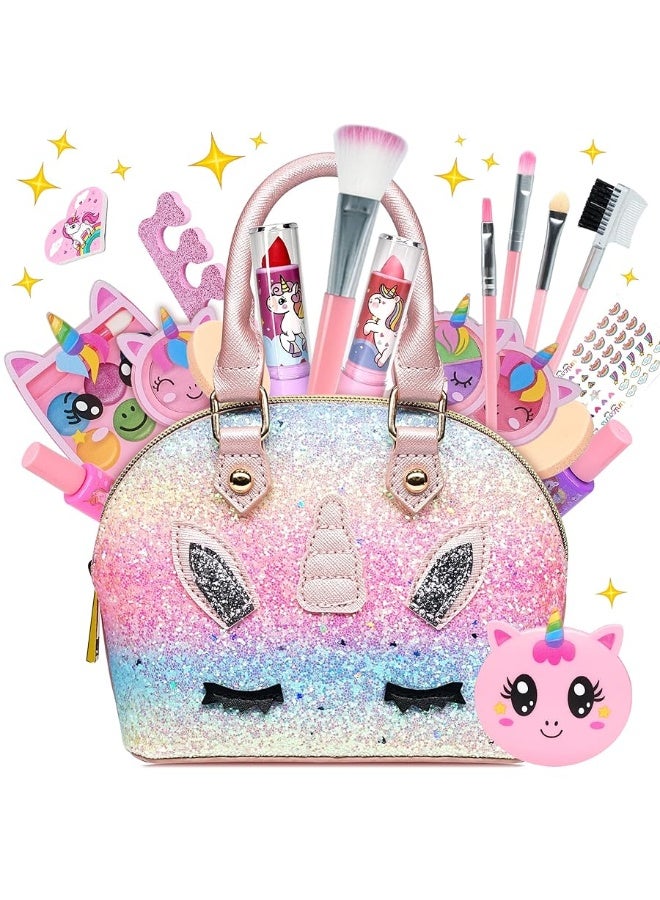 ROKKES Kids Makeup Kit for Girl - Kids Makeup Kit Toys for Girls Washable Make Up for Little Girls, Child Play Real Makeup Set, Non Toxic Toddlers Pretend Cosmetic Kits, Age 3-12 Year Old Children Gift - Image 1