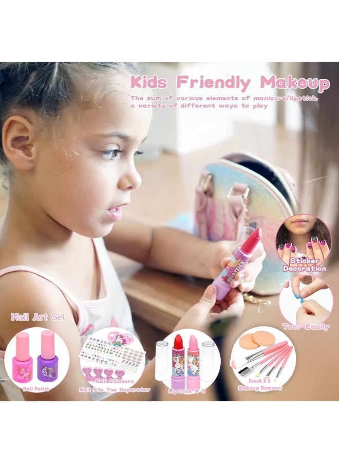 ROKKES Kids Makeup Kit for Girl - Kids Makeup Kit Toys for Girls Washable Make Up for Little Girls, Child Play Real Makeup Set, Non Toxic Toddlers Pretend Cosmetic Kits, Age 3-12 Year Old Children Gift - Image 5