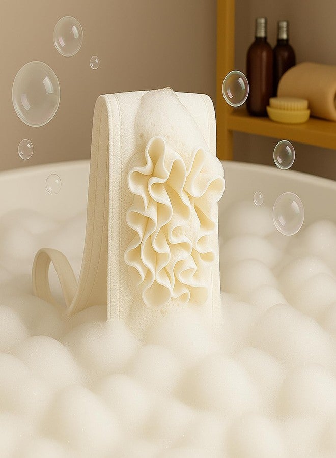 Soko Exfoliating Back Scrubber for Bath | Luxury Loofah Body Scrubber Strap with Dual Handles for Deep Cleansing, Dead Skin & Tan Removal |Extra Hygienic Premium Unisex Shower Accessory- White - Image 1
