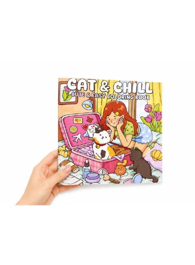 Cat & Chill Coloring Book for Adults and Children 42 Sheets Assorted Shape - Image 1